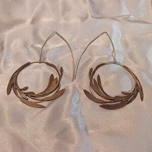 Sterling Silver with Copper Overlay Leaves Earrings